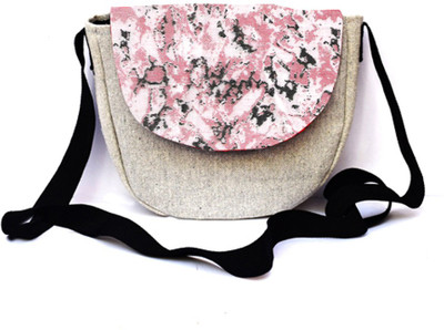 

WOCA DESIGNS Women Grey, Pink Canvas, Cotton Sling Bag