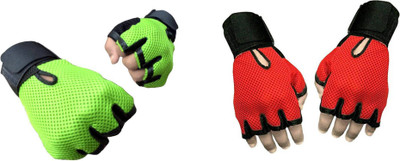 

Vellora Netted Wrist Support Gym & Fitness Gloves (Free Size, Green, Red)