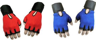 

Vellora Netted Wrist Support Gym & Fitness Gloves (Free Size, Red, Blue), Blue;red