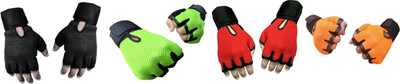 

Vellora Netted Wrist Support Gym & Fitness Gloves (, Black, Green, Red, Orange, Black;green;orange;red