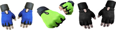 

Vellora Netted Wrist Support Gym & Fitness Gloves (, Blue, Green, Black, Black;blue;green