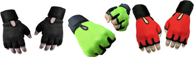 

Hopeberry Netted Wrist Support Gym & Fitness Gloves (, Black, Green, Red