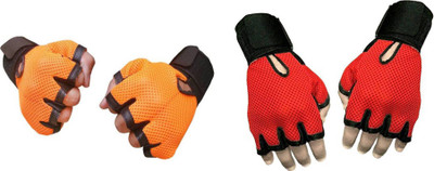 

Vellora Netted Wrist Support Gym & Fitness Gloves (Free Size, Orange, Red)