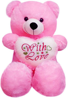 

Fun & Joy Good Looking Soft Pink Teddy Bear With Heart ( With Your ) - 70 cm(Pink)