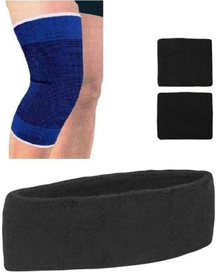 

ARZ Knee Support and Head Band Wrist Support(Black, Blue, Blue;black