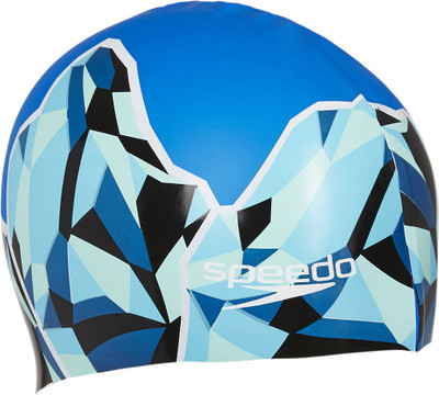 

Speedo Print Swimcap Swimming Cap(Blue, Pack of 1), Multicolor