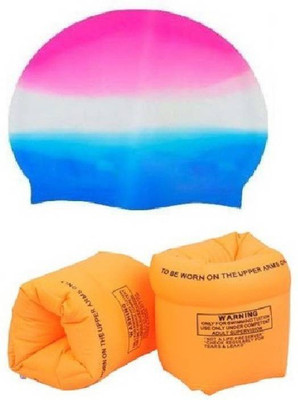 

SERVICES24X7 Swimming Cap & Arm Band Floaters Swimming Kit Swimming Cap(Multicolor, Pack of 2)