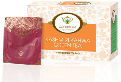 

Goodwyn Kashmiri Kahwa, A Supreme Blend Of Green Tea And Indian Spices Cinnamon, Cardamom, Saffron Green Tea Bags(20 Bags, Box)