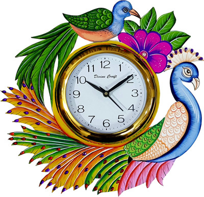 DivineCrafts Analog Wall Clock(Multicolor, With Glass)