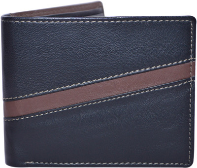 

Cut The Chase Men Black Genuine Leather Wallet(3 Card Slots), Bl/br leather