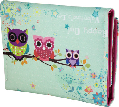 

king panda Girls Multicolor Artificial Leather Wallet(5 Card Slots), Green;pink