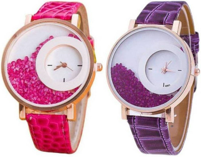 A to Z re latest pink and purple mxre leather strap combo fnacy watch Analog Watch - For Women A to Z re latest pink and purple mxre leather strap combo fnacy watch Analog Watch - For Women