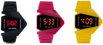 

Montres New Stylish Multicolour Rubber Belt Fancy Dial Pack Of 3 Digital Kids Watch - For Boys