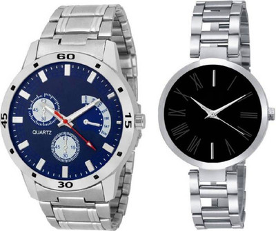

Montres New Designer Blue & White Dial Couple Combo Set Of 2 Boys & Girls Watch - For Men & Women