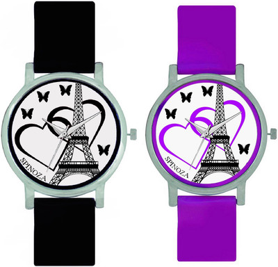 

SPINOZA SPNZ-45-14 Multicolor eiffeltower and love heart beautiful butterfly combo watch for women Watch - For Girls