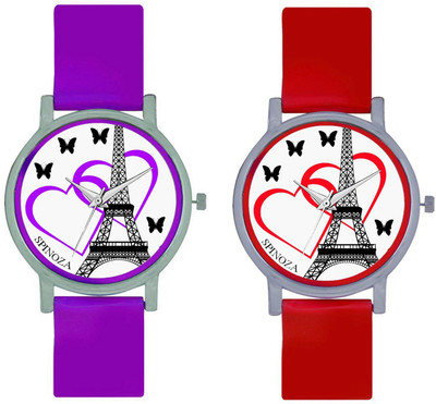 

SPINOZA SPNZ-45-5 Multicolor eiffeltower and love heart beautiful butterfly combo watch for women Watch - For Girls