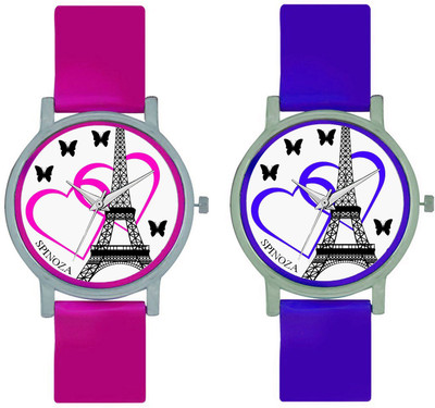 

SPINOZA SPNZ-45-9 Multicolor eiffeltower and love heart beautiful butterfly combo watch for women Watch - For Girls
