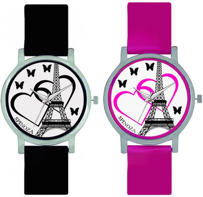 

SPINOZA SPNZ-45-16 Multicolor eiffeltower and love heart beautiful butterfly combo watch for women Watch - For Girls