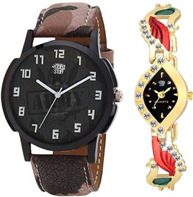 

Swadesi Stuff New Arrival Exclusive Stylish multi color Leather Strap And Kundan Golden Watch Combo For Men And Women Watch - For Couple 9104 Watch Watch - For Couple
