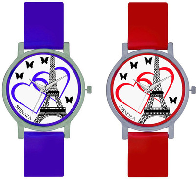 

SPINOZA SPNZ-45-4 Multicolor eiffeltower and love heart beautiful butterfly combo watch for women Watch - For Girls