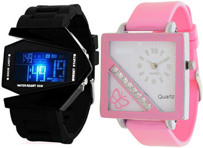 

Maxi Retail Couple Combo of two RKT+G34 Watch - For Boys & Girls