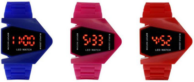 

Montres New Stylish Multicolour Rubber Belt Fancy Dial Pack Of 3 Digital Kids Watch - For Boys