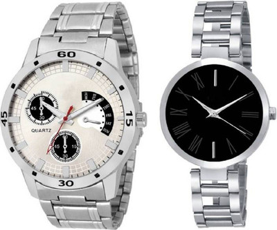 

Montres New Designer Black & White Dial Couple Combo Set Of 2 Boys & Girls Watch - For Men & Women