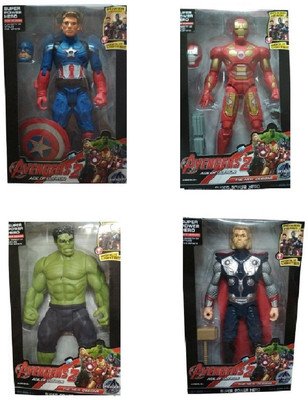 

oviwa Avengers Hulk, Captain America, and Iron Man with weapons Twist and Move Avengers Age of Ultron Action Figure 19cms with LED light function(Multicolor)