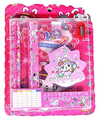 

RIMJHIM TOYS School Stationery Kit For Kids (Pencil, Sharpener, Rubber, Scale,Diary) 2323 SET OF 1 Pink