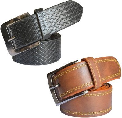

Sun Shopping Men Formal Multicolor Synthetic Belt, Black:tan
