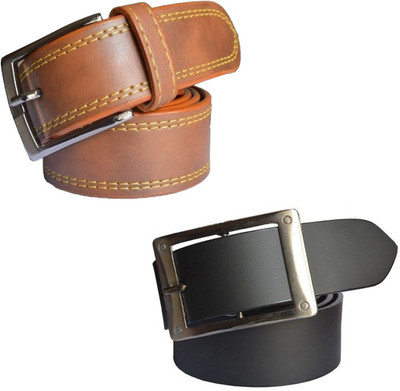 

Sun Shopping Men Formal Multicolor Synthetic Belt, Black:tan