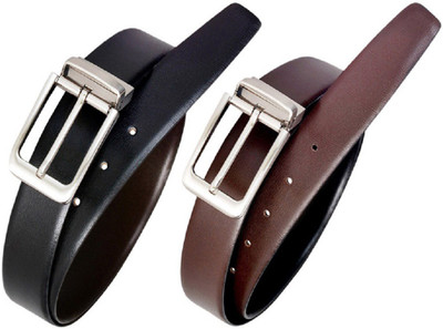 

AVUO Men Casual, Party, Formal, Evening Multicolor Genuine Leather Reversible Belt, Black and brown