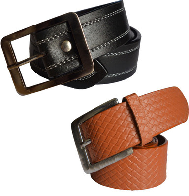 

Sun Shopping Men Formal Multicolor Synthetic Belt, Black:tan