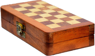 

ARZ Foldable Pocket Wooden Chess with Handcrafted Wood Chess Pieces Board Game