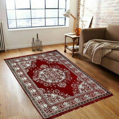 KH Maroon Cotton Carpet(4 ft,  X 6 ft, Rectangle)