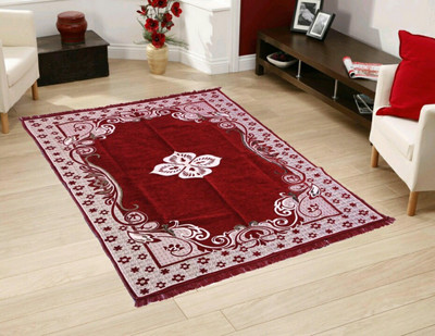 TW TenTwo Maroon Cotton Carpet(4 ft,  X 6 ft, Rectangle)