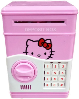 

Happiesta Hello kitty money box for kids Coin Saving ATM Coin Bank(Pink)