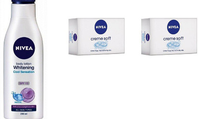 

Nivea Whitening Cool Sensation SPF 15 Body Lotion (Creme Soap)(Set of 3)