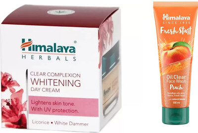 

Himalaya clear complexion whitening day cream, peach face wash(Set of 2)