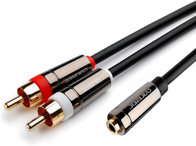 

CABLESETC 312 PRO SERIES 3.5mm Stereo Female To 2 RCA Analog Male RCA Audio Video Cable(Compatible with TV Home Theater Mobile, Black)