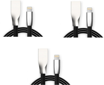 

ROQ Set of 3 8 Pin Lightning To Charging With Sync Data USB Cable(Multicolor)