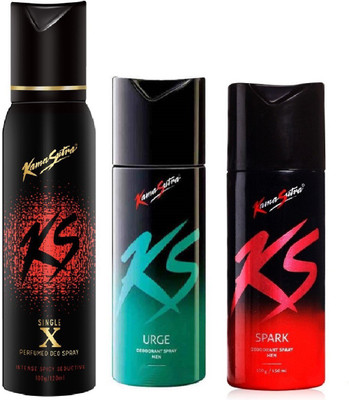 

KamaSutra KS Single X Perfume , Deodorant Spark with Urge Set of 3 Deodorant Spray - For Men (120 ml, Pack of 3) Perfume Body Spray - For Men(120 g, Pack of 3)
