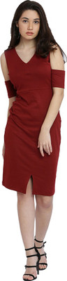 Miss Chase Women Bodycon Maroon Dress