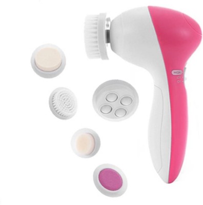 MOBONE 5 in 1 Multi-Function Portable Facial Skin Care Electric Massager/Scrubber with Facial Latex Brush Cosmetic Sponge Z09