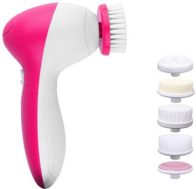 MOBONE 5 in 1 Multi-Function Portable Facial Skin Care Electric Massager/Scrubber with Facial Latex Brush Cosmetic Sponge Z04