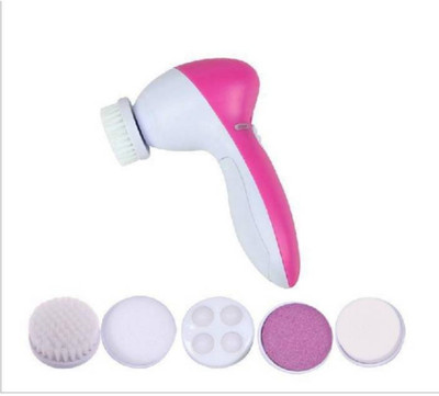 MOBONE 5 in 1 Multi-Function Portable Facial Skin Care Electric Massager/Scrubber with Facial Latex Brush Cosmetic Sponge Z08