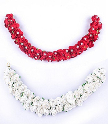 INAAYA Hair Accessories For Women Wedding Bridal Gajra For Party Wear, Red White, 20 Gram Bun(Red, White) Flipkart