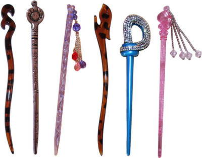 

ANIKA Combo of Multi Color Juda Sticks Bun Stick(Multicolor)