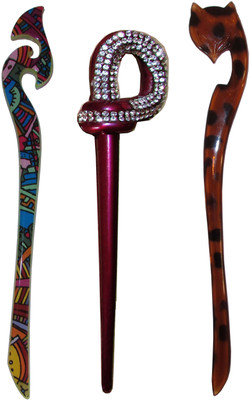

GUROORO Combo of Multi Color Juda Sticks Bun Stick(Multicolor)
