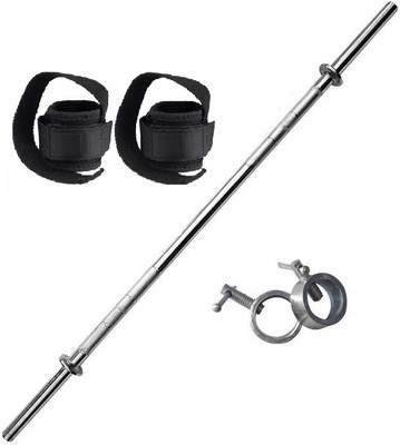 

Monika Sports 3 ft straight rod with 2 locks + weight lifting straps for exercise Home Gym Kit